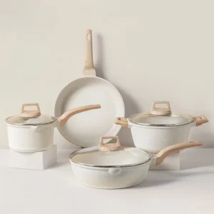 Nonstick Pan Cookware Set PFOA Free Non-Stick Coating Milk Pan Frying Pan with Lid Suitable for All Stove