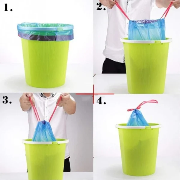 Automatic Closing Tie On Garbage Bag Bags With Rope Easy Pull 45cmx50cm Drawstring