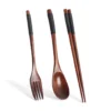 sg-11134253-825an-mg9oqoz9qknec3.webp 3-Piece Set Korean Wooden Cutlery Tableware Fork Spoon Chopsticks Solid Wood Long Handle Portable Cutlery